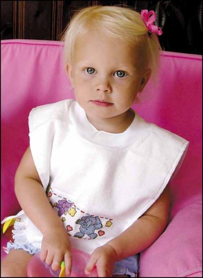 White Pullover Velour Toddler Bib - Click Image to Close