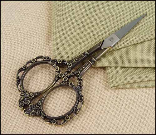 Victorian Embroidery Scissors, Bronze Handles - Click Image to Close