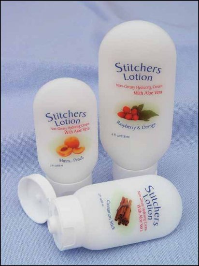 Stitcher's Lotion "Try Me" Tubes. Raspberry/Orange Tester - Click Image to Close