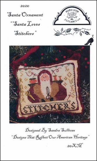 2020 Santa Ornament: Santa Loves Stitchers - Click Image to Close