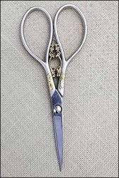 Marquis 4¼" Brushed Silver Embroidery Scissors w/Gold Filagree