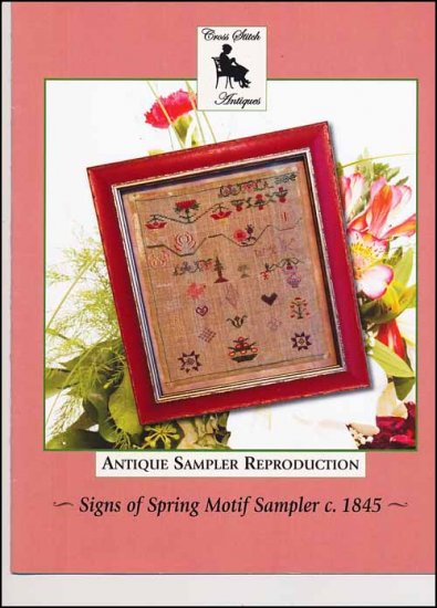 Signs of Spring Motif Sampler c. 1845 - Click Image to Close