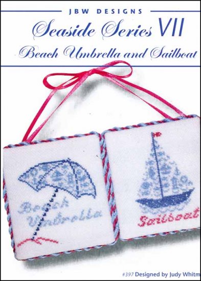 Seaside Series 7: Beach Umbrella & Sailboat - Click Image to Close