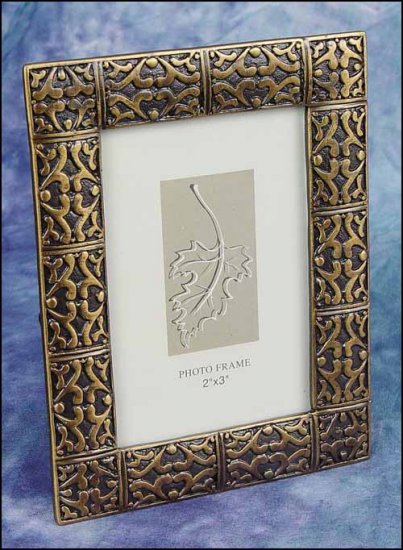 Antique Brass 2" x 3" Decorative Frame - Click Image to Close