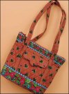 Ashley Quilted Tote. Tractor Print on Rose