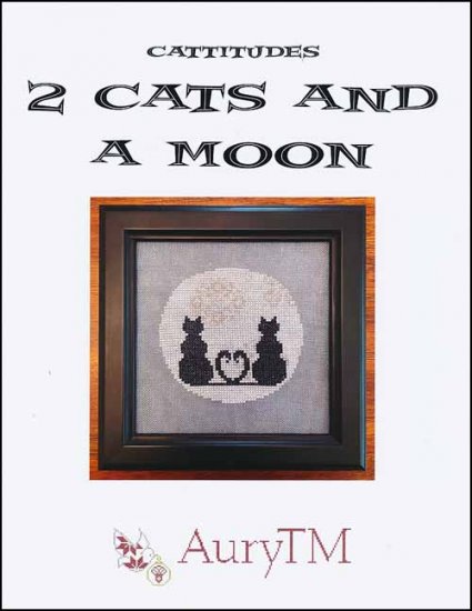 Cattitudes 2 Cats and a Moon - Click Image to Close