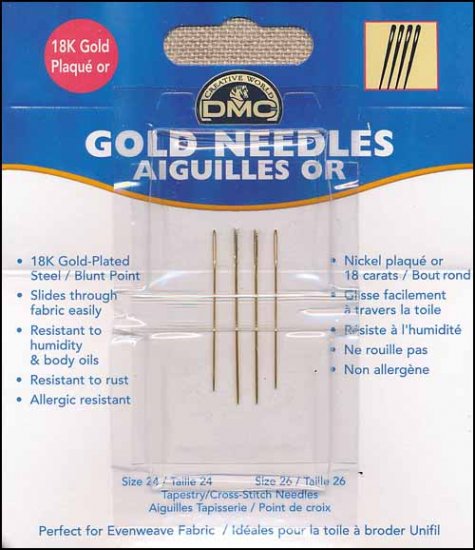 DMC Gold Tapestry Needles. Size 24 Gold Tapestry - Click Image to Close