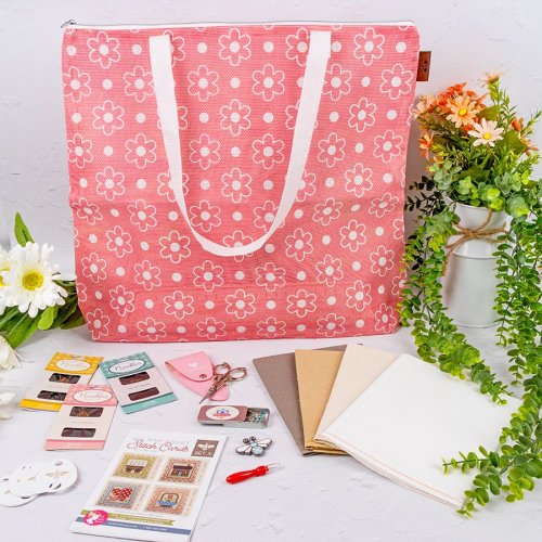 (image for) Big Daisy Project Bag, Pink - Click Image to Close