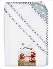 Grey Polka Dot Hooded Baby Bath Towel