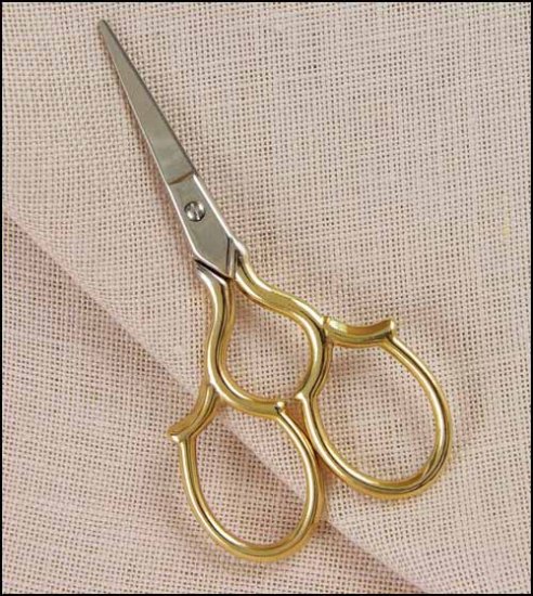 Tudor Embroidery Scissors with Gold Handles - Click Image to Close