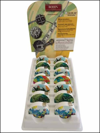 Bohin "Jungle" Tape Measures in Display Unit - Click Image to Close