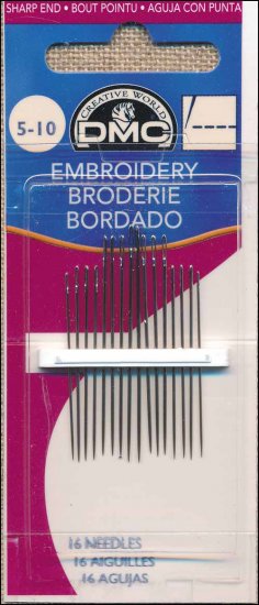DMC Embroidery Needles. Sizes 5/10 Embroidery - Click Image to Close