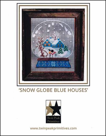 Snow Globe Blue Houses - Click Image to Close