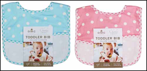 Pink and Blue Dot Bibs, Pack of 6 - Click Image to Close