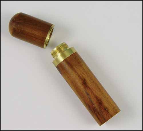 Medium Brown Wood Needle Case with Brass - Click Image to Close