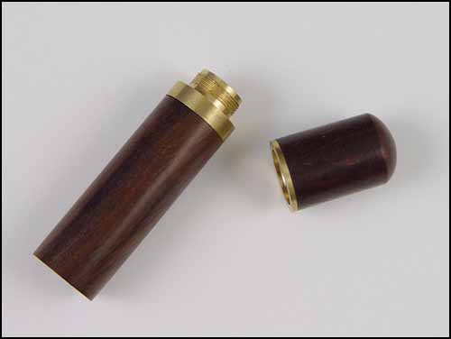 Dark Brown Wood Needle Case with Brass - Click Image to Close