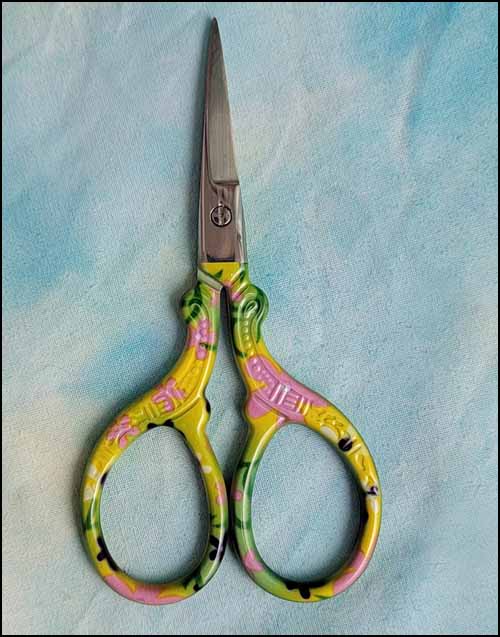 (image for) Lime/Yellow 3.6" Embroidery Scissors - Click Image to Close