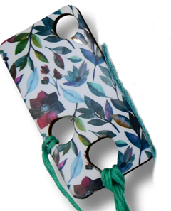 (image for) Leafy Flowers Wooden Floss Drops, pack of 6 - Click Image to Close