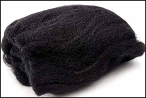 Black Wool Roving - Click Image to Close