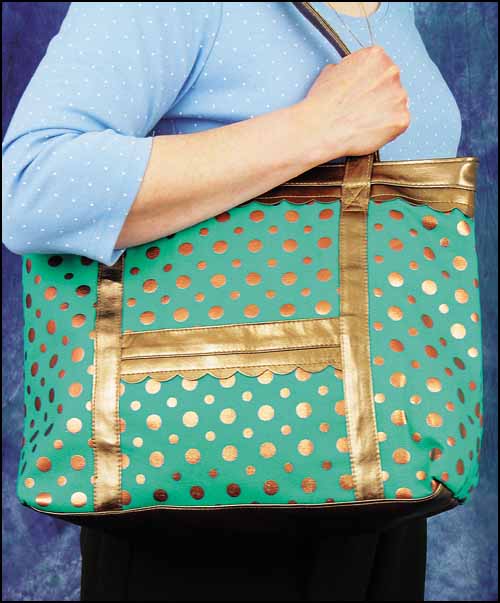 (image for) Jena Tote. Turquoise/Copper Dot - Click Image to Close