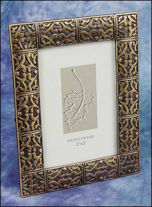 (image for) Antique Brass 2" x 3" Decorative Frame - Click Image to Close