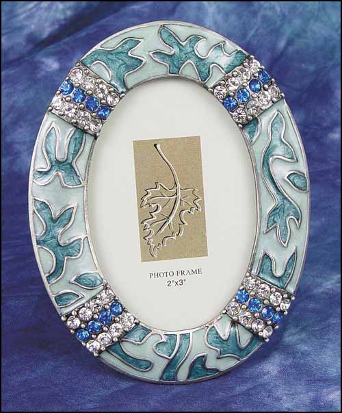 (image for) Blue Enamel Oval 2" x 3" Decorative Frame - Click Image to Close