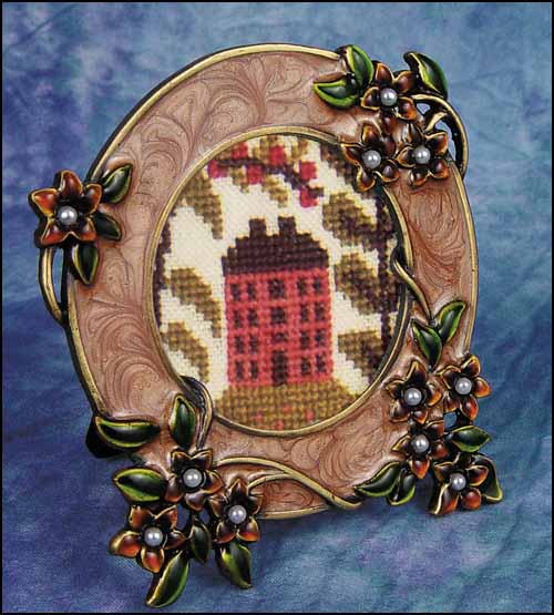 (image for) Cocoa Floral Enamel 2" Round Decorative Frame - Click Image to Close