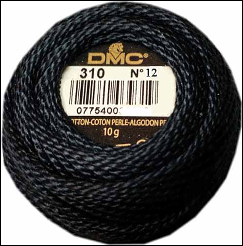 DMC Pearl Cotton, Black 310, Size 12 - Click Image to Close