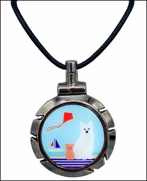 (image for) Cats at the Shore Thread Cutter Pendant - Click Image to Close