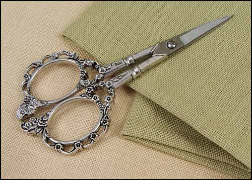 Victorian Embroidery Scissors in Silver - Click Image to Close