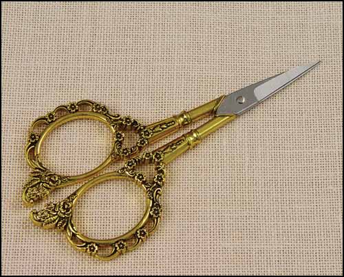 Victorian Embroidery Scissors with Gold Handles - Click Image to Close