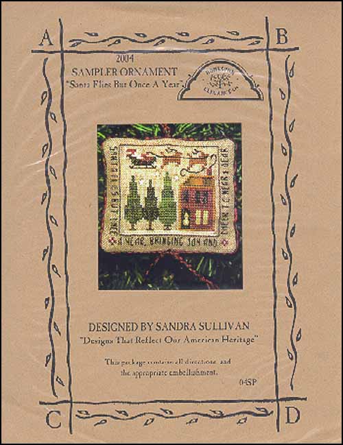 (image for) 2004 Sampler Ornament: Santa Flies But Once A Year - Click Image to Close