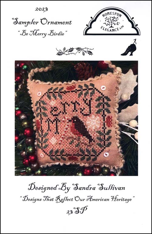 (image for) 2023 Sampler Ornament Be Merry Birdie - Click Image to Close